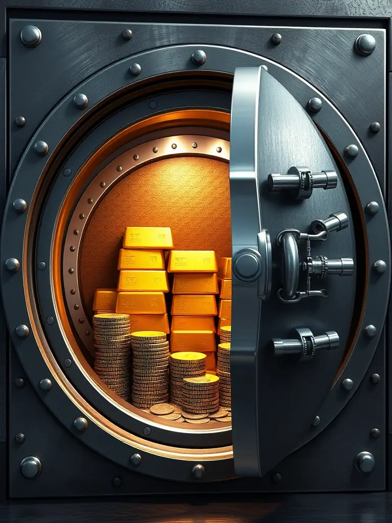 A secure vault with gold bars and currency, symbolizing the protection of capital and assets through strategic financial planning.