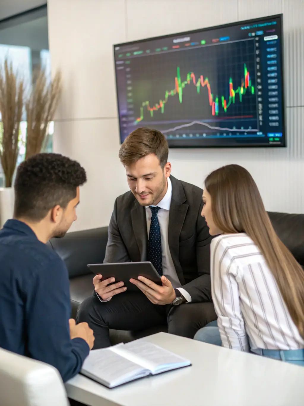 A financial advisor explaining risk management strategies to a client, emphasizing the importance of understanding and mitigating potential financial risks.
